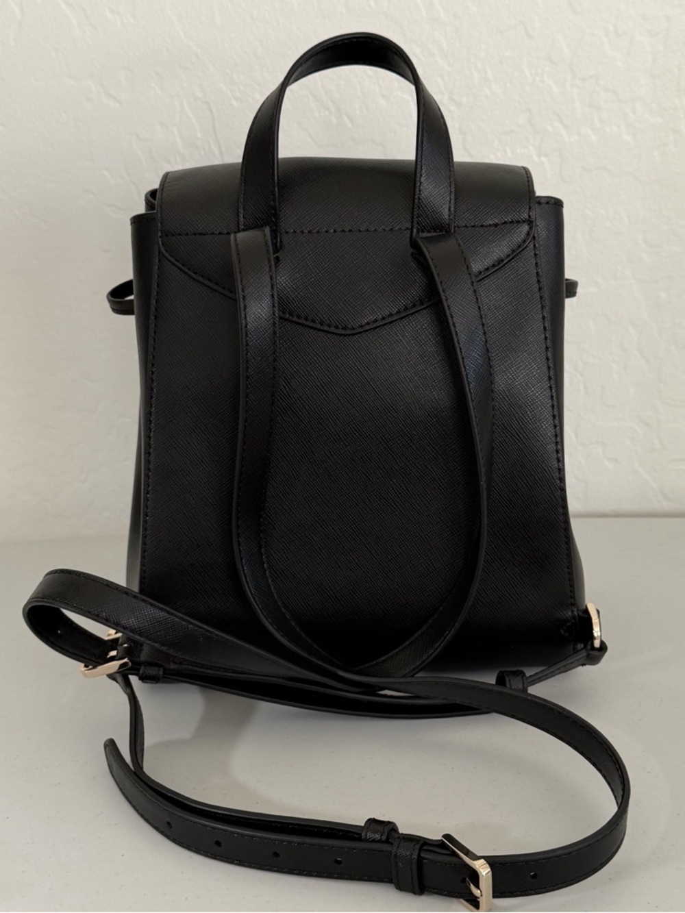 Kate Spade Lizzie Black Saffiano Leather Flap Backpack - Picture 3 of 13